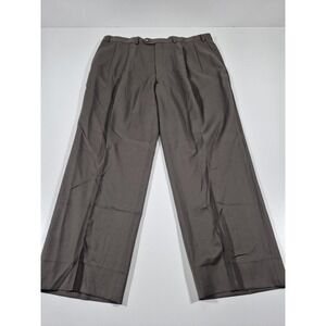 Franco Tassi Dress Pants Mens 40x29 Brown Wool Cashmere Pleated Flannel Formal
